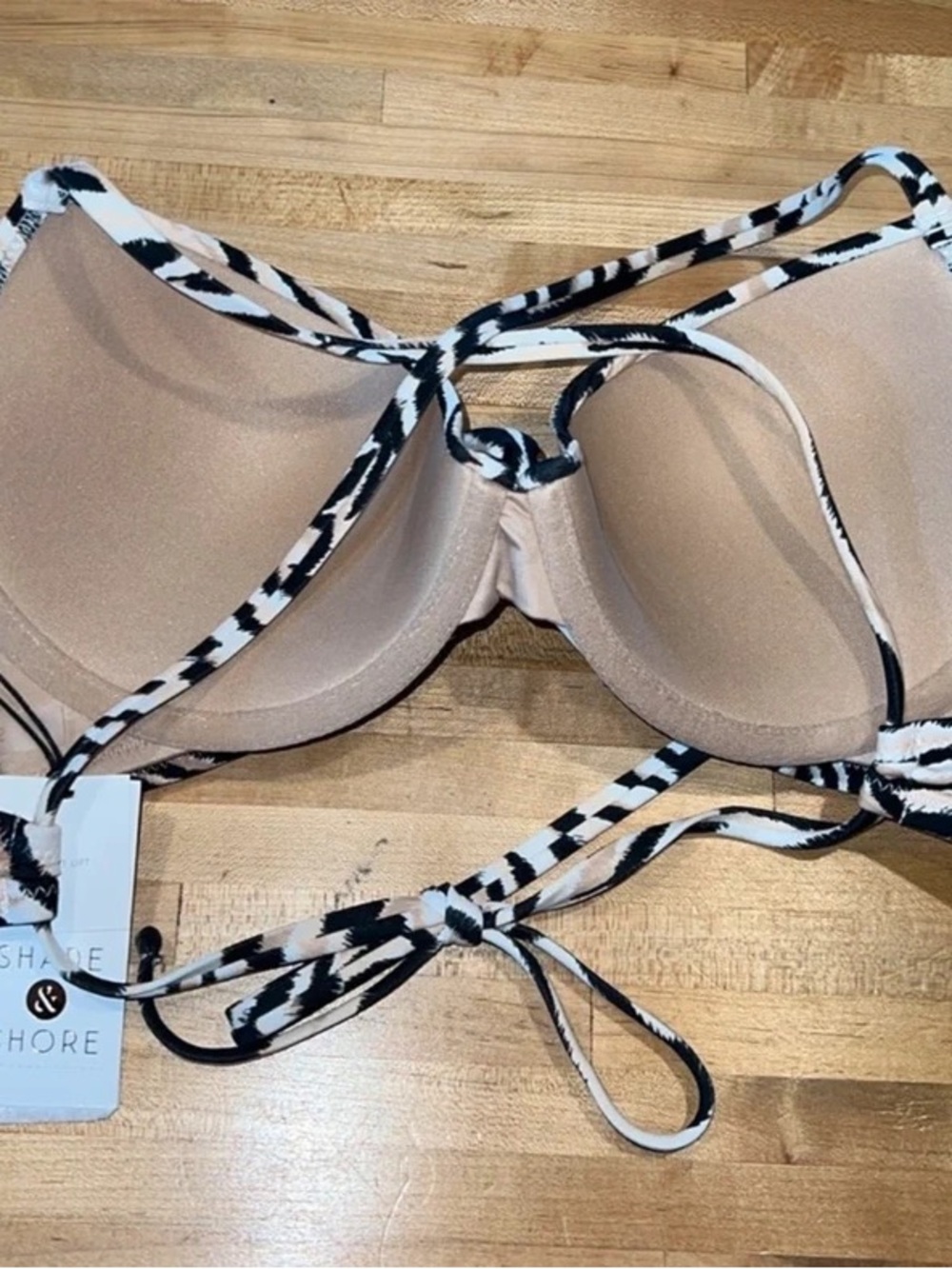 Animal Print Twist Front Bralette - Beige & Black - Picture 2 of 4